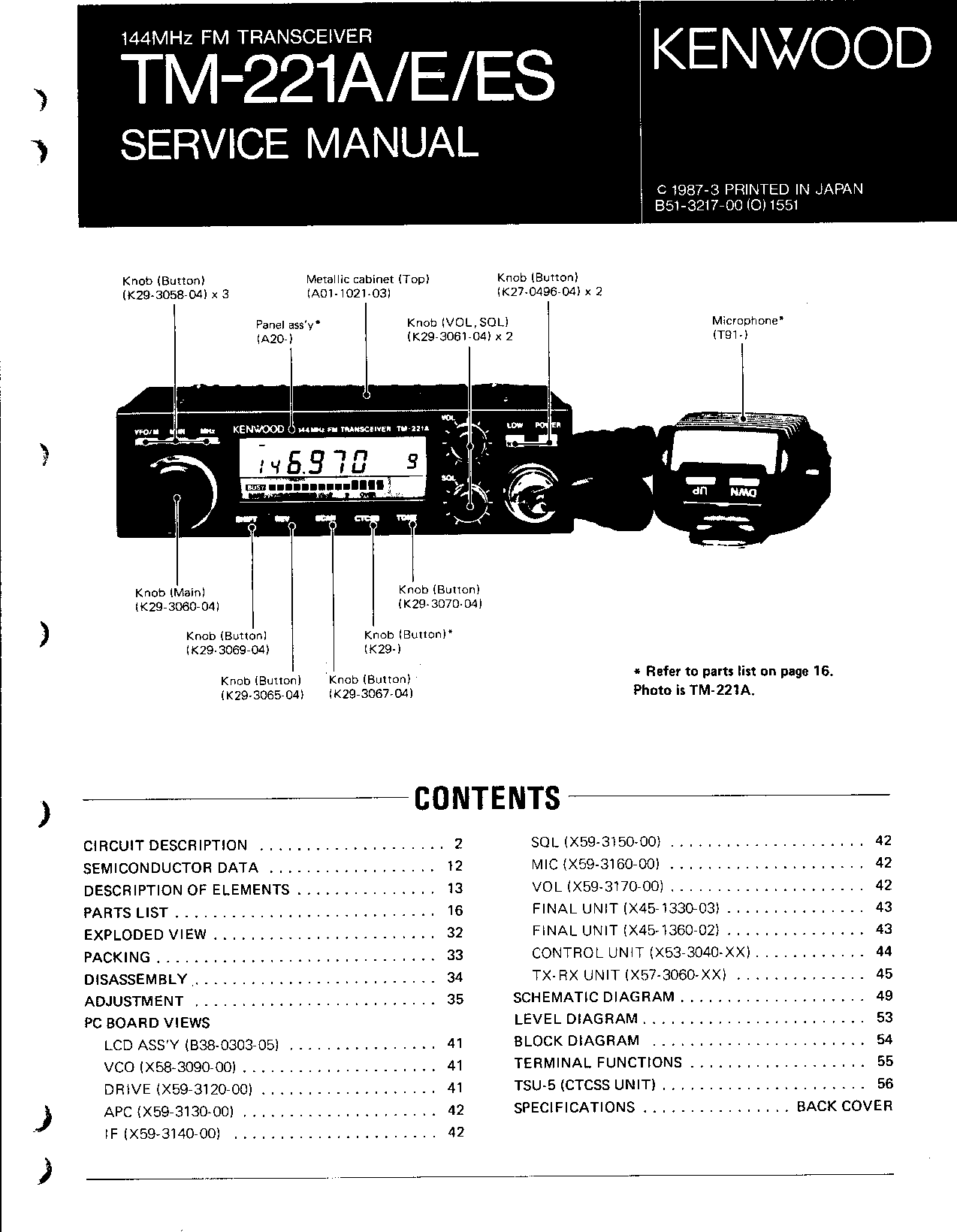 KENWOOD TM 221 Sevice Manual