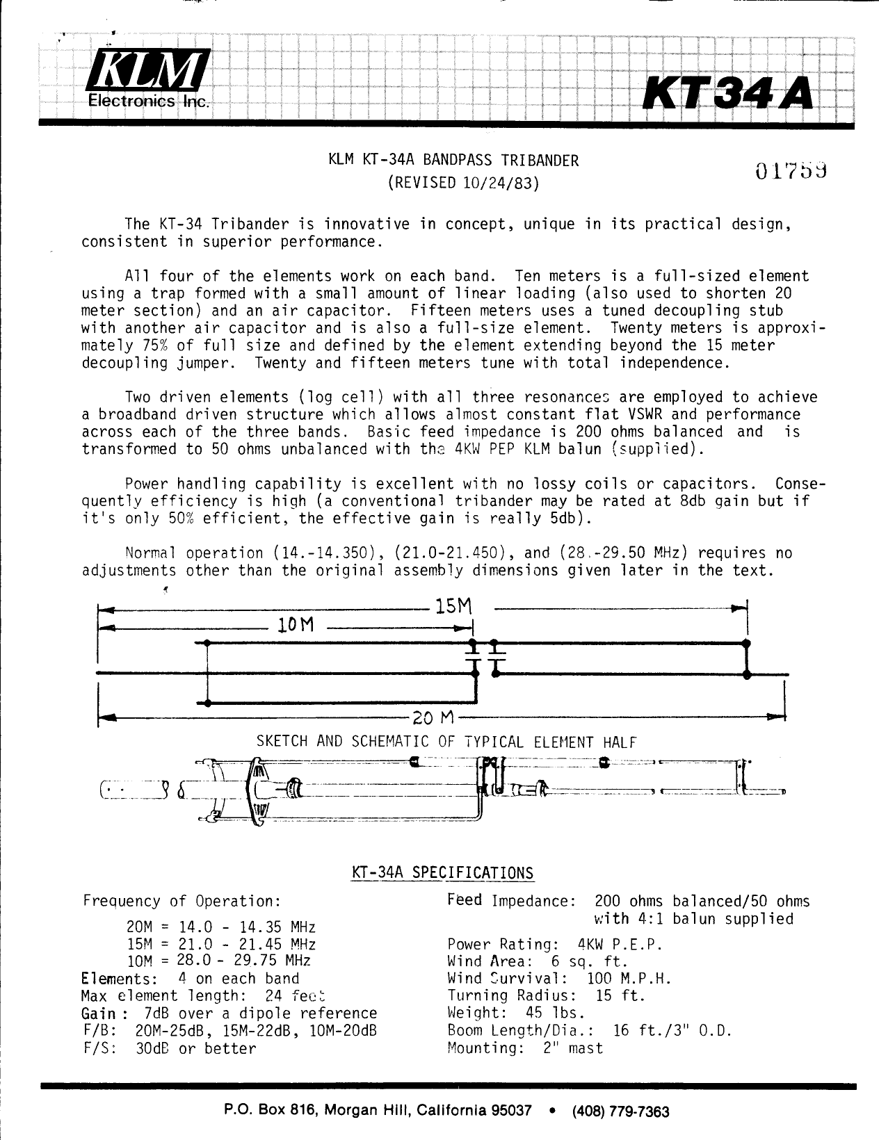KLM KT 34 ANTENNA MANUAL