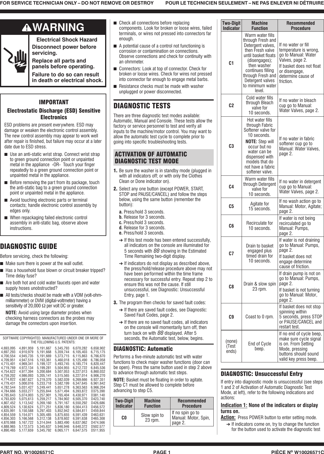 Zc70941 W10026571c Vp Kenmore Washer Elite 110 27032602 Tech Sheet W10026571