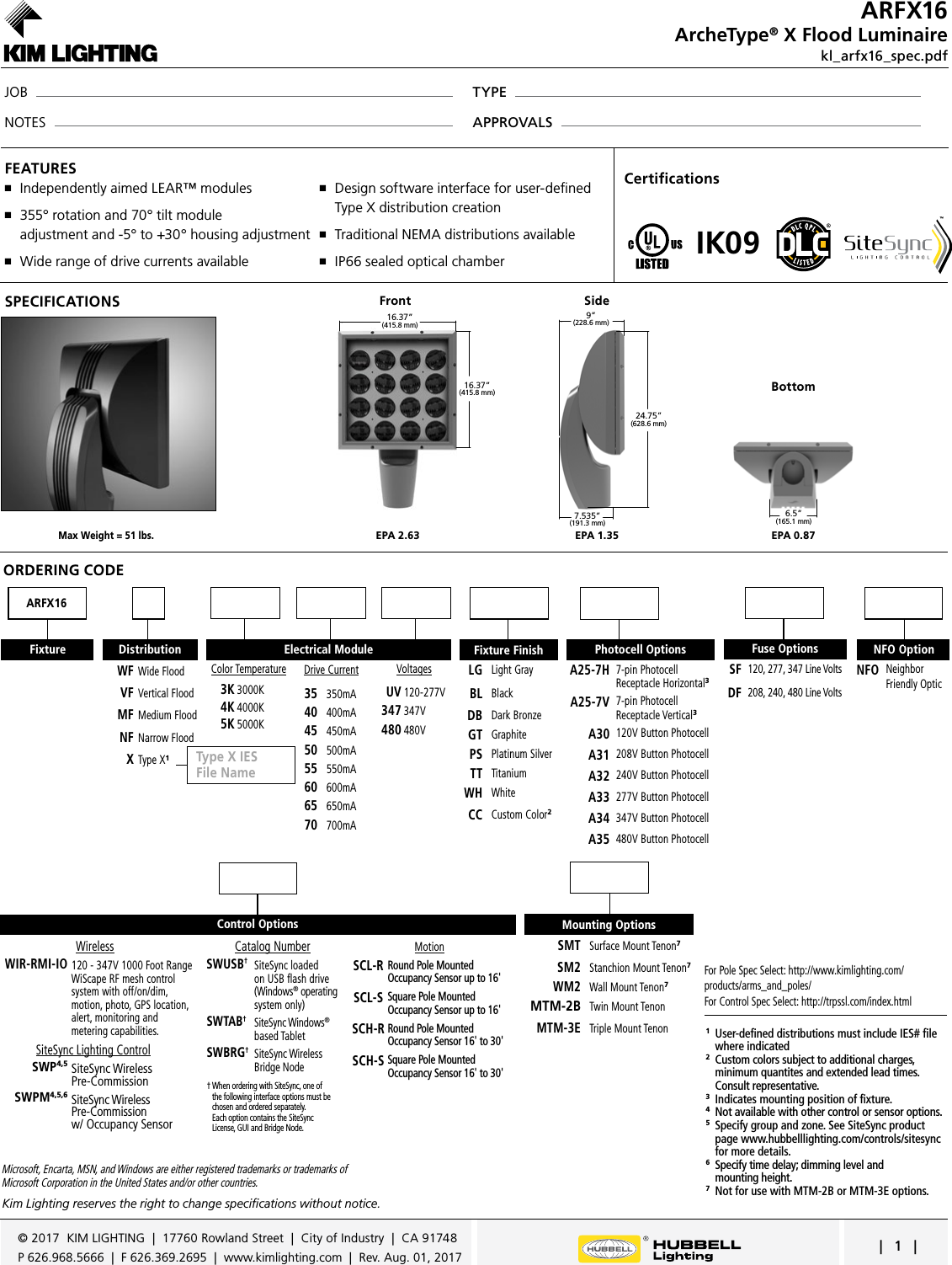 Page 1 of 5 - Kl Arfx16 Spec