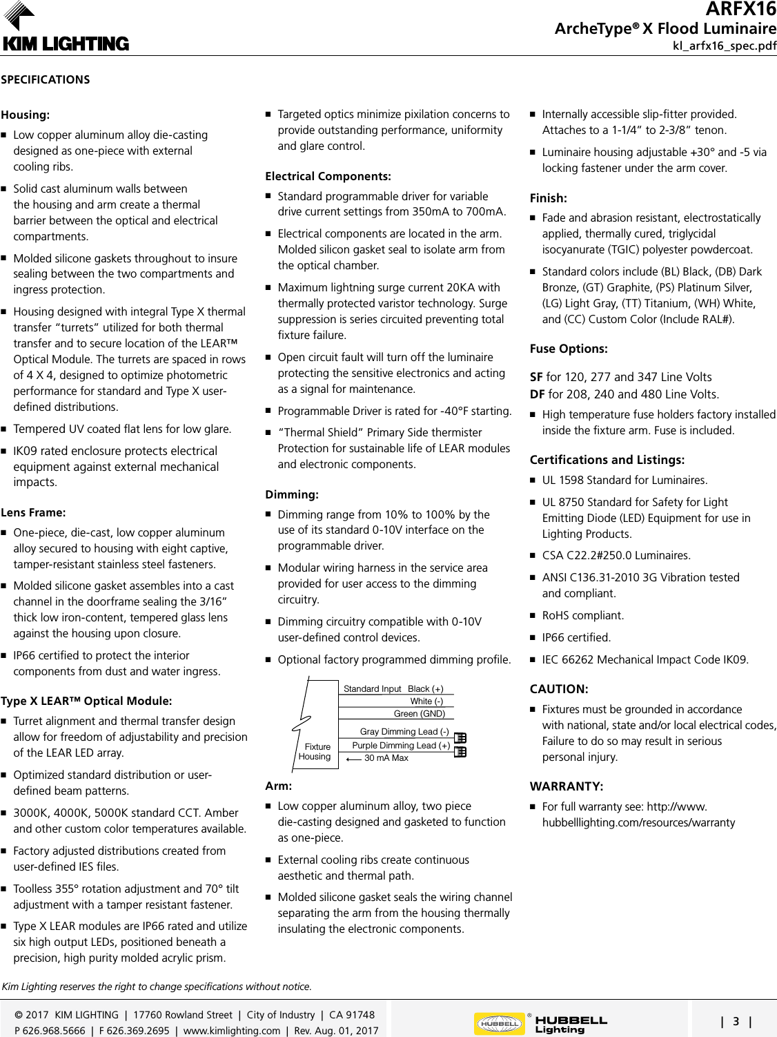 Page 3 of 5 - Kl Arfx16 Spec