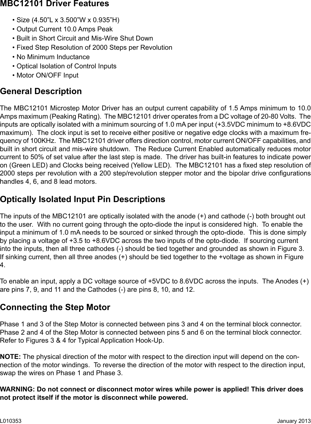 Page 2 of 9 - L010353 - MBC12101 Series Users Guide