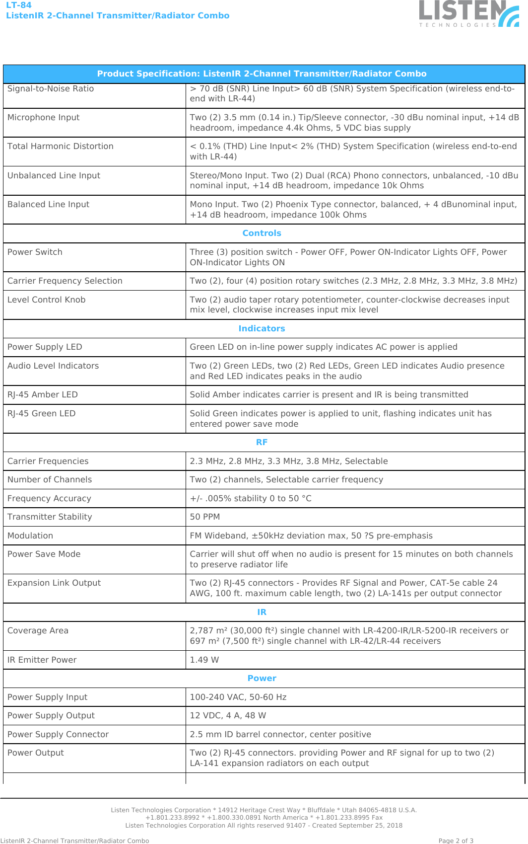 Page 2 of 3 - Product Datasheet LT-84