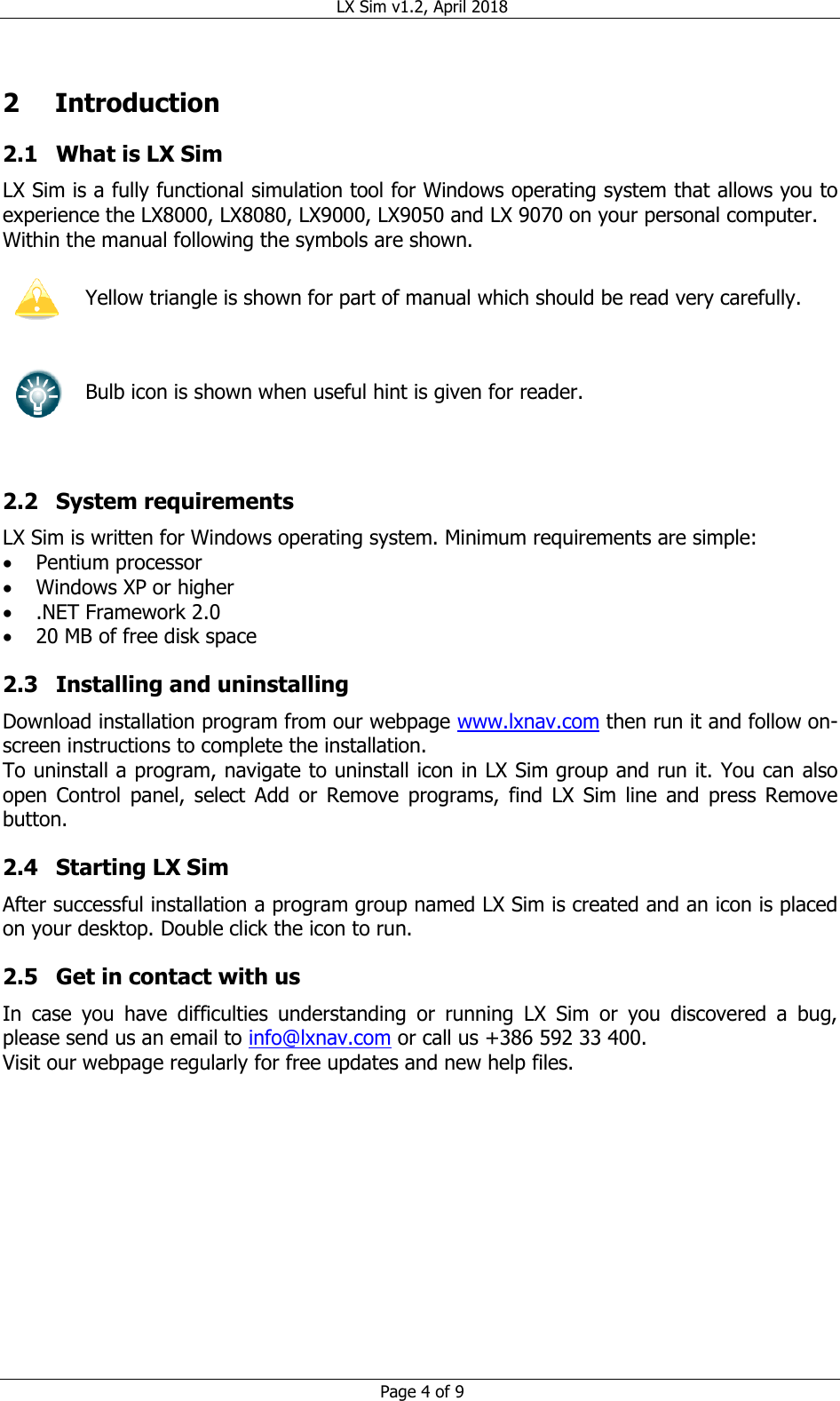 Page 4 of 9 - LXSim Manual English Ver0120