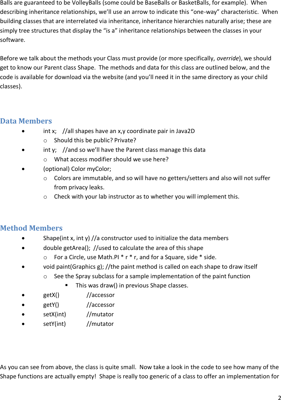 Page 2 of 6 - Lab5.2-Shape Inheritance-Student Guide
