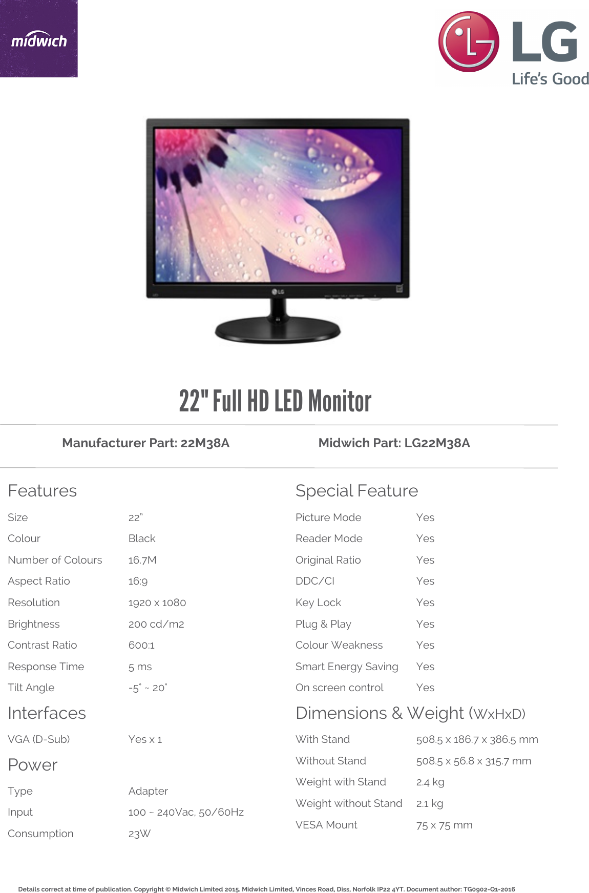 Page 1 of 1 - Lg22M38A User Manual