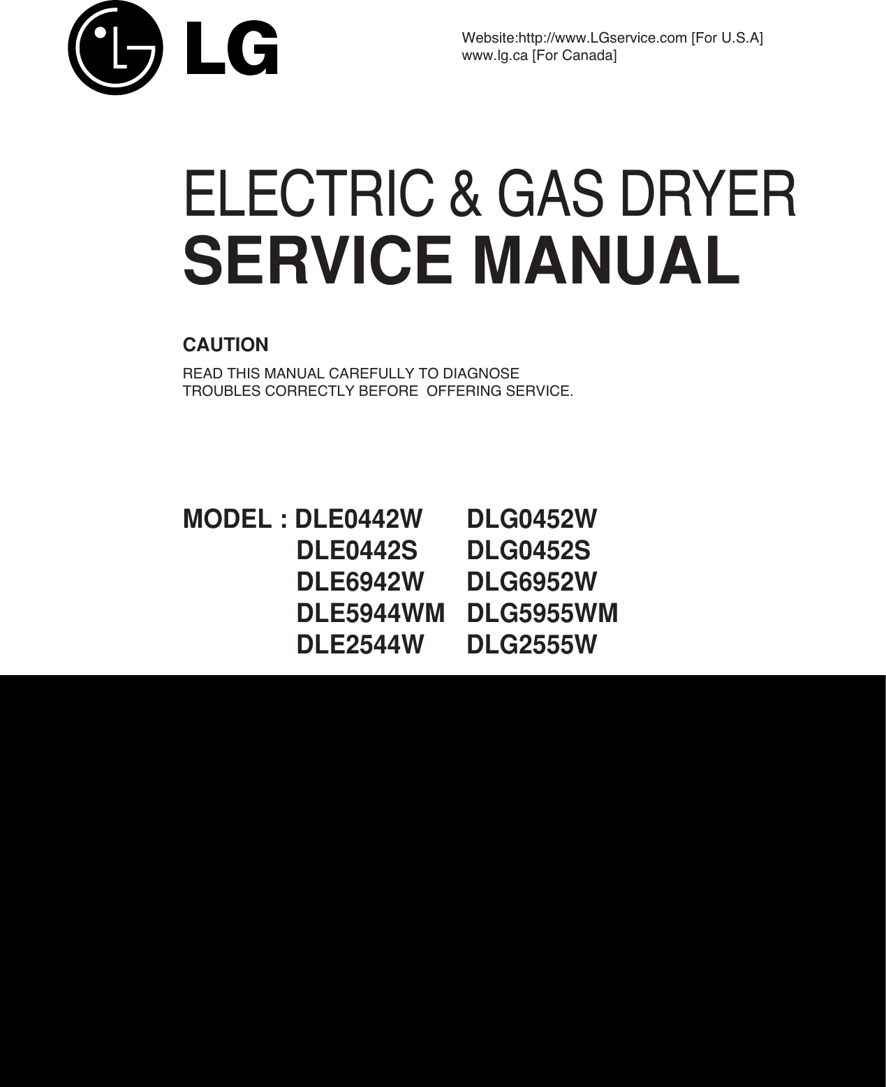 3828EL3001C LG Dryer DLE6942 Service Manual