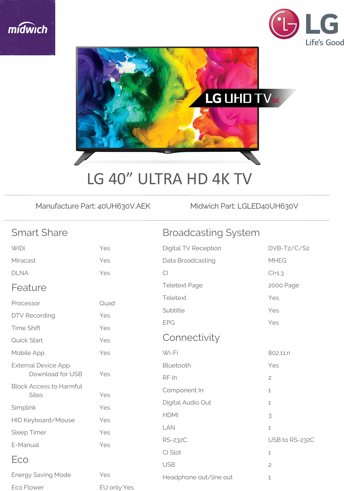 Page 2 of 3 - Lgled40Uh630V 1 User Manual