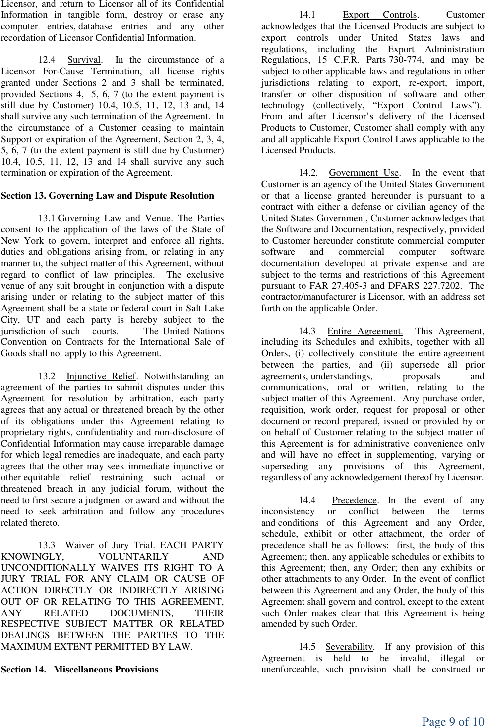 Page 9 of 10 - CCH TEAMMATETM GLOBAL LICENSE,  License Agreement I Blaze