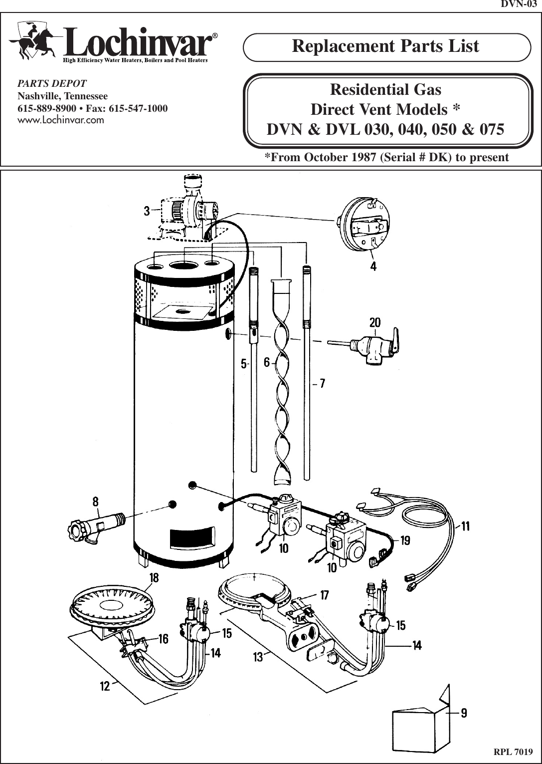 Lochinvar Boiler Parts Manual