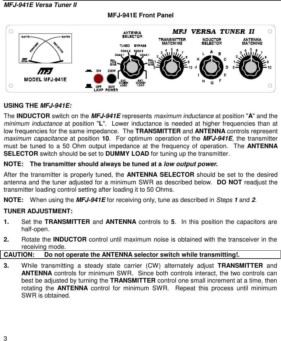 Page 3 of 6 - MFJ- Versa Tuner II MFJ--941E