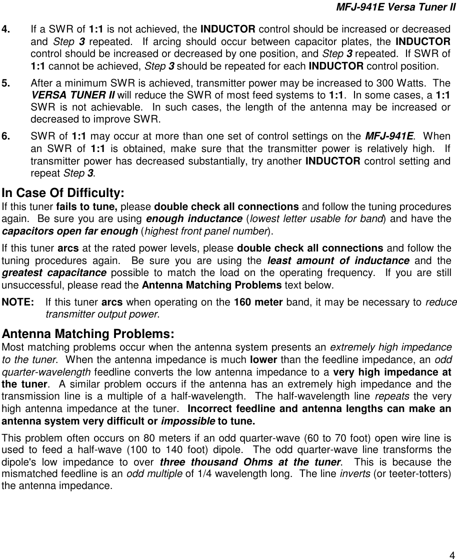 Page 4 of 6 - MFJ- Versa Tuner II MFJ--941E