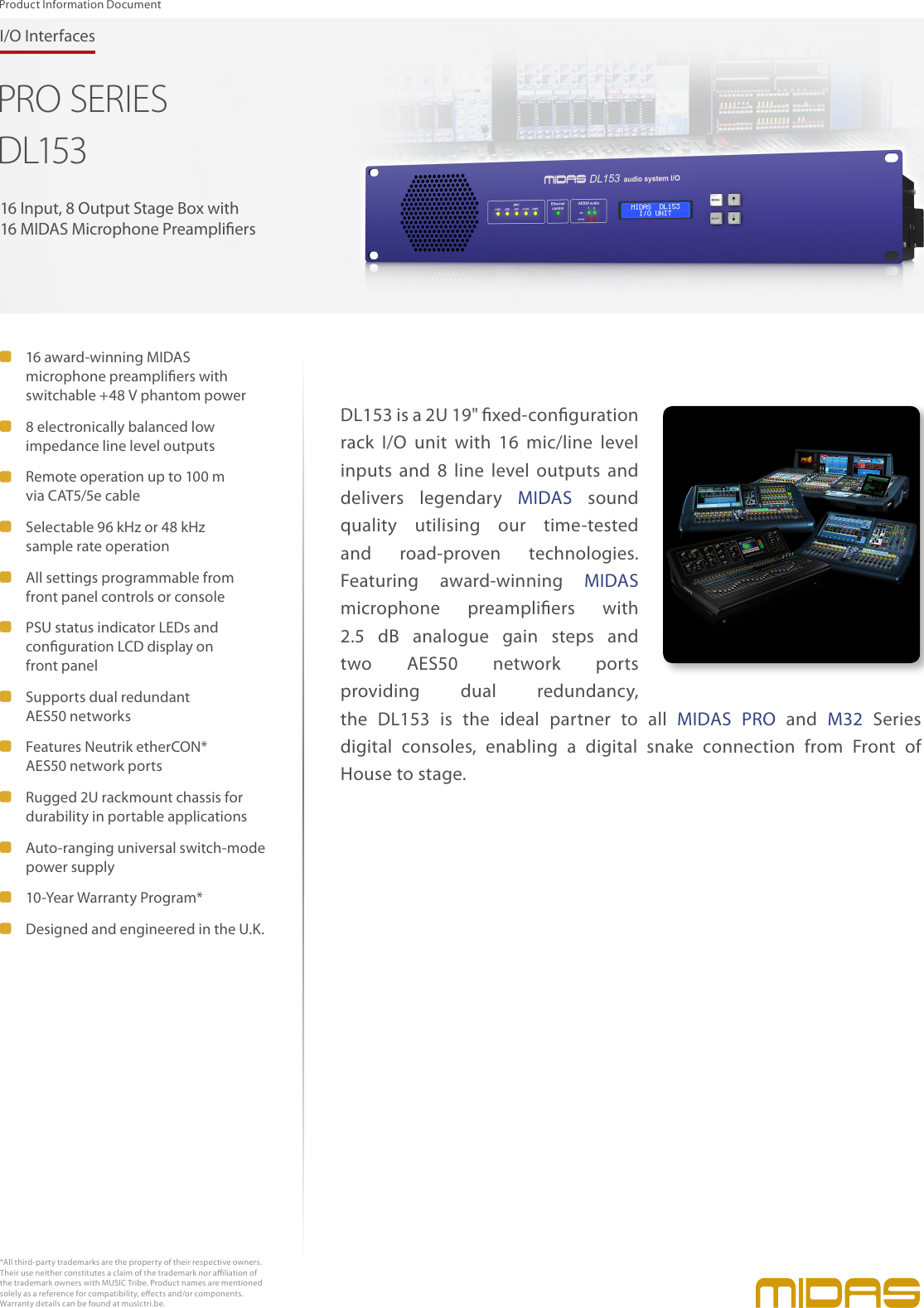 Page 1 of 10 - MIDAS_DL153-P0AUB_Pr.. MIDAS DL153-P0AUB Product-Information