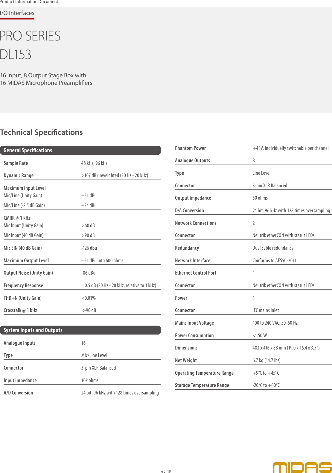 Page 6 of 10 - MIDAS_DL153-P0AUB_Pr.. MIDAS DL153-P0AUB Product-Information