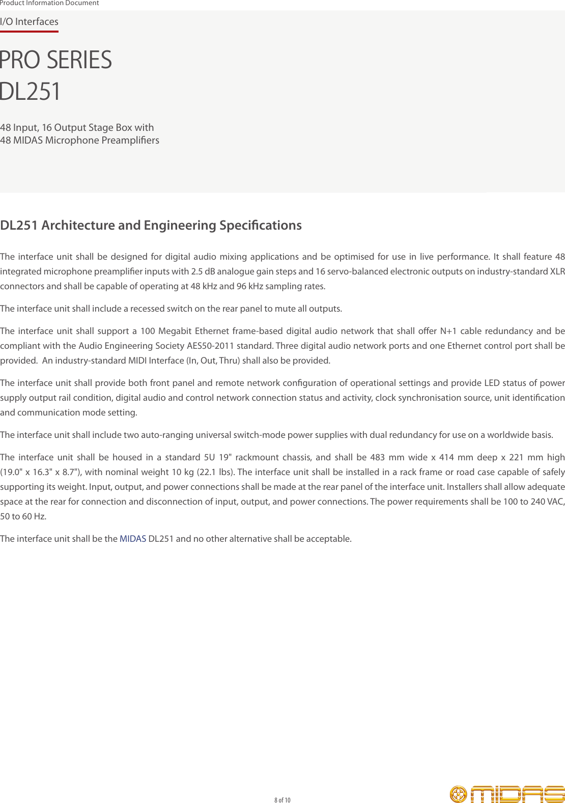 Page 8 of 10 - EXPE Mult Prin PH_Approval_P0AFN (DL251) PID_2015-08-28_Rev.1 MIDAS_DL251-P0AFN_Pr.. MIDAS DL251-P0AFN Product-Information