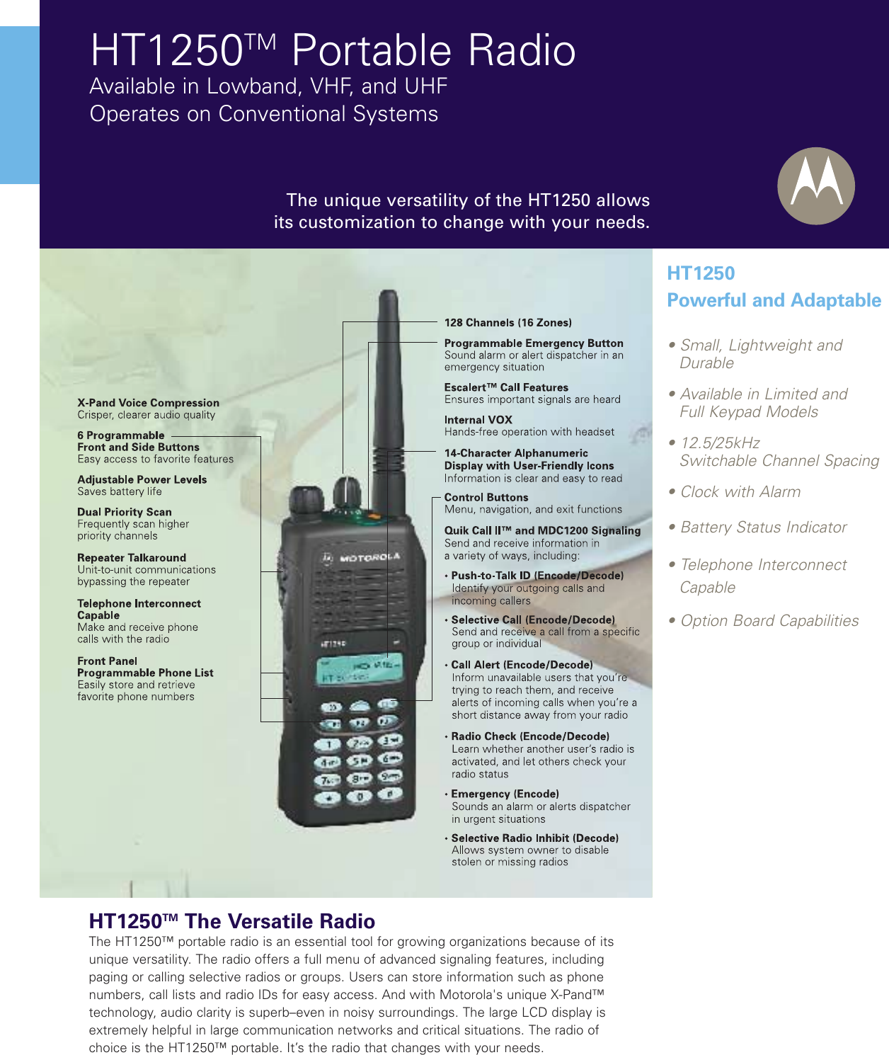 Page 1 of 2 - HT1250 Specifications MOTOROLA--HT-1250-Spec