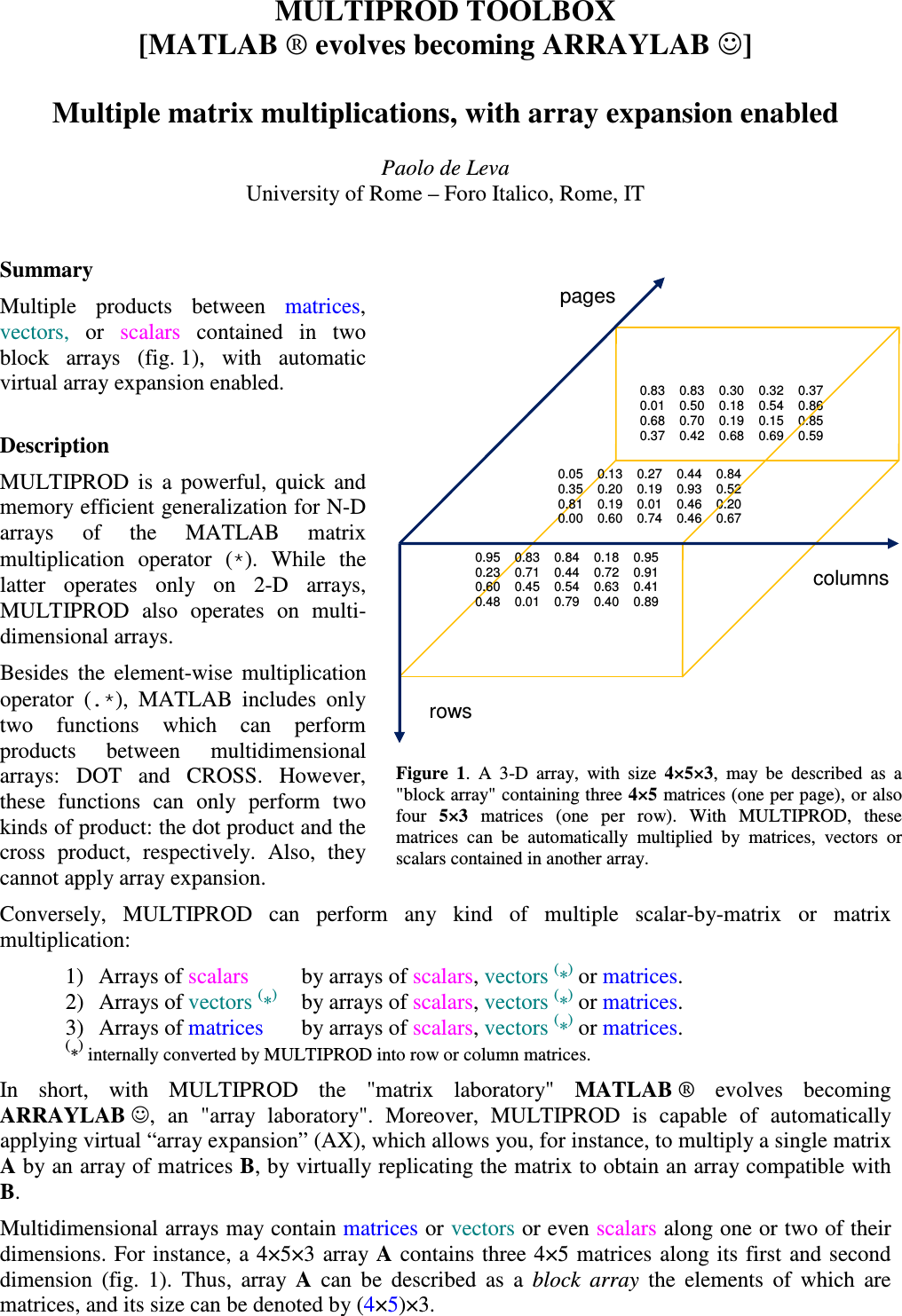 Page 1 of 4 - MULTIPROD Toolbox Manual