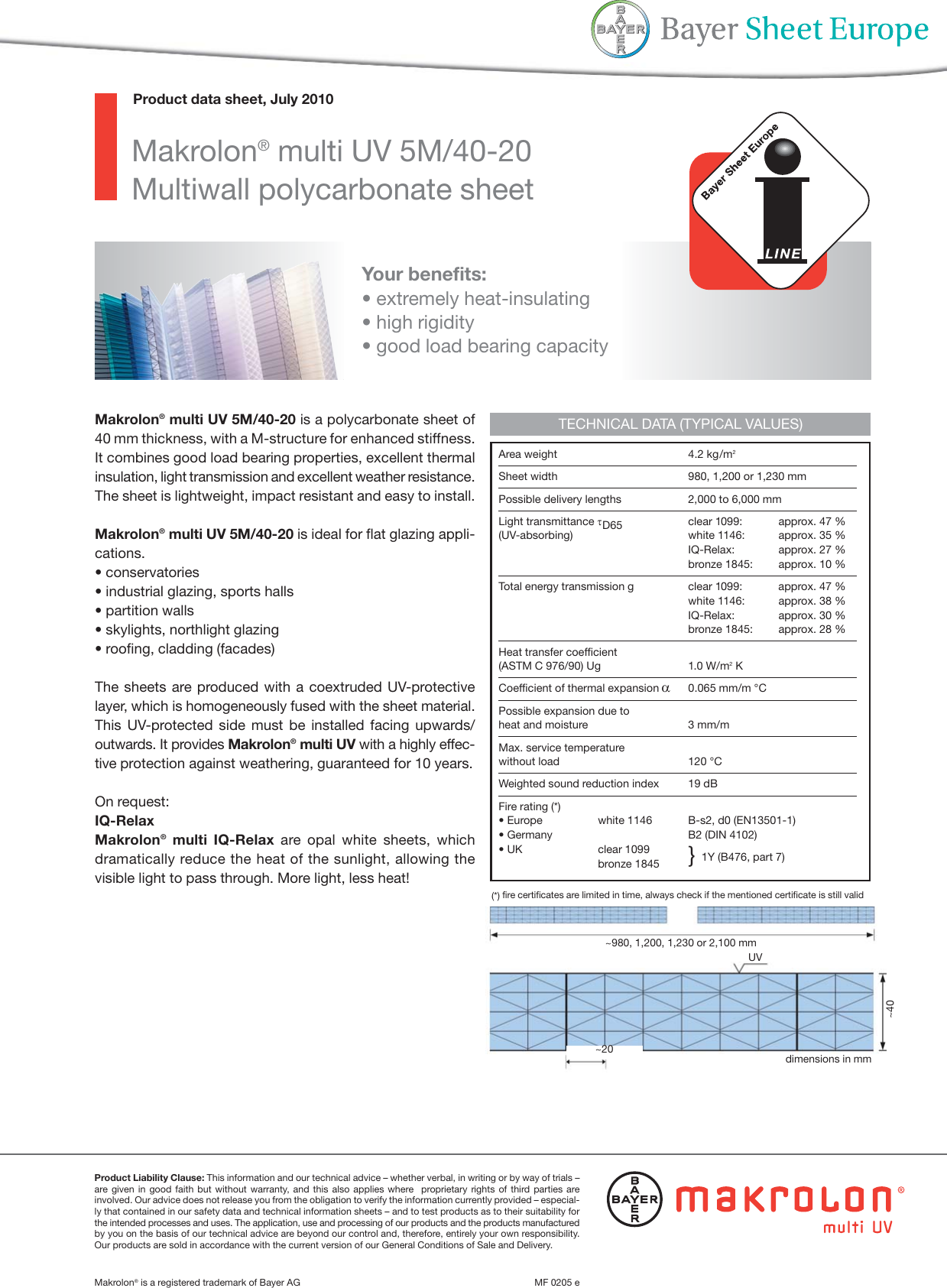 Page 1 of 2 - MF0205_e_100701  Makrolon 40mm