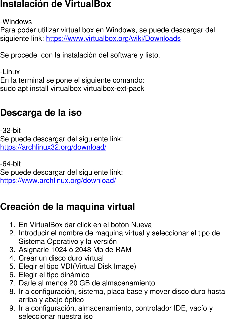 Page 2 of 4 - Manual De Instalación ArchLinux En VirtualBox Instalación Arch Linux Virtual Box