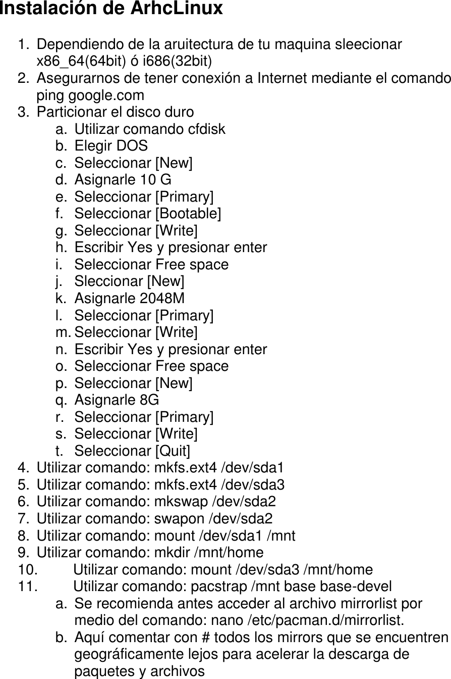Page 3 of 4 - Manual De Instalación ArchLinux En VirtualBox Instalación Arch Linux Virtual Box