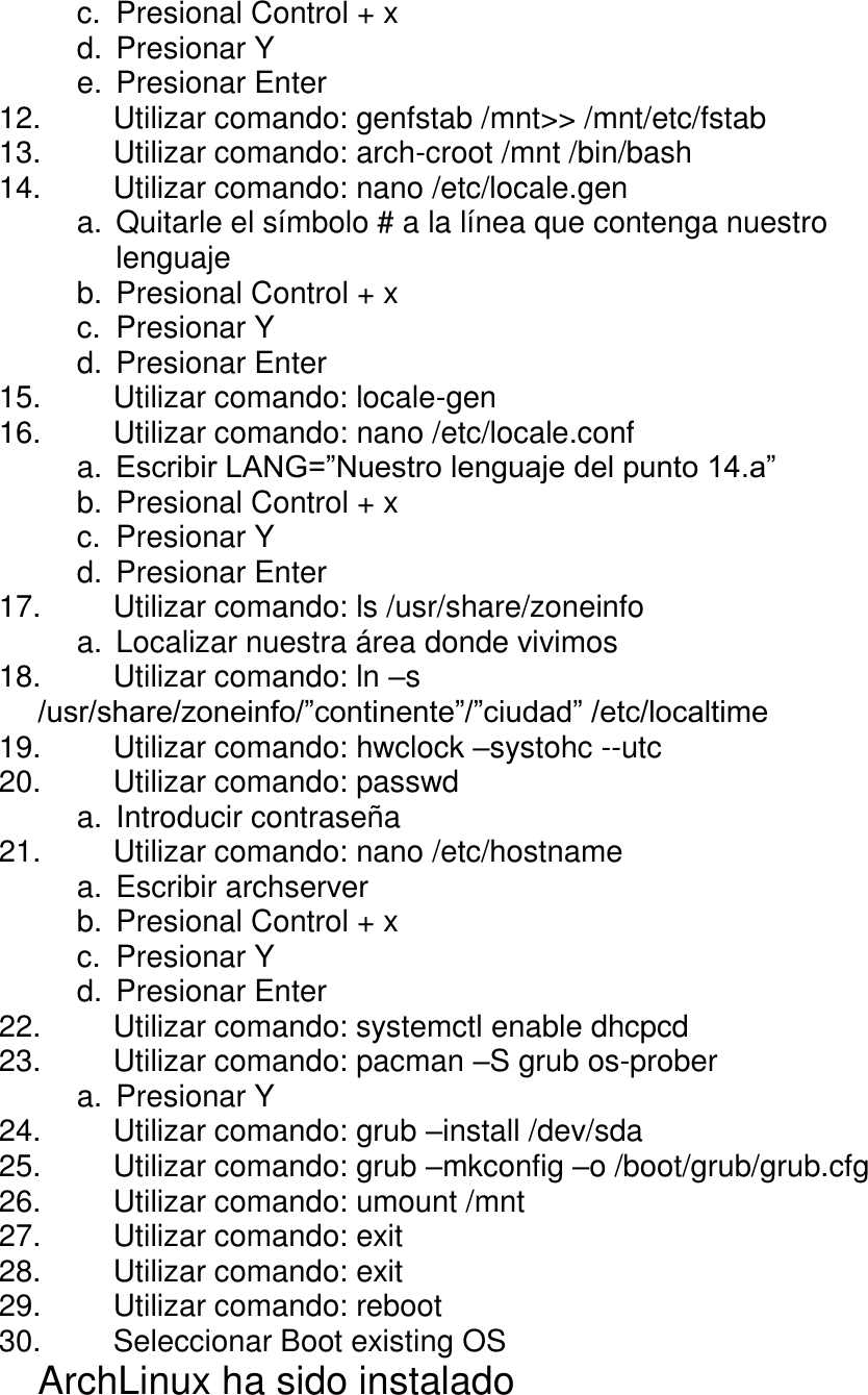 Page 4 of 4 - Manual De Instalación ArchLinux En VirtualBox Instalación Arch Linux Virtual Box