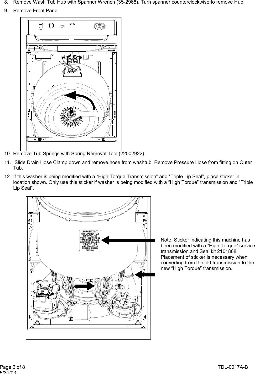 TDL 0017B B Maytag PAV Trans Bulletin