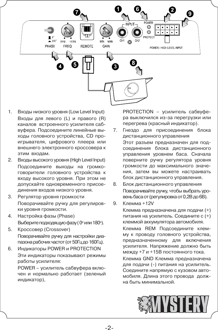 Схема подключения сабвуфера мистери со встроенным усилителем