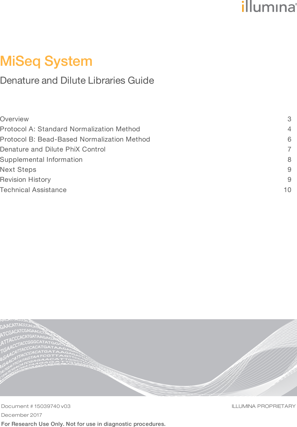 Page 1 of 11 - MiSeq System Denature And Dilute Libraries Guide (15039740) Mi Seq (15039740 V03)