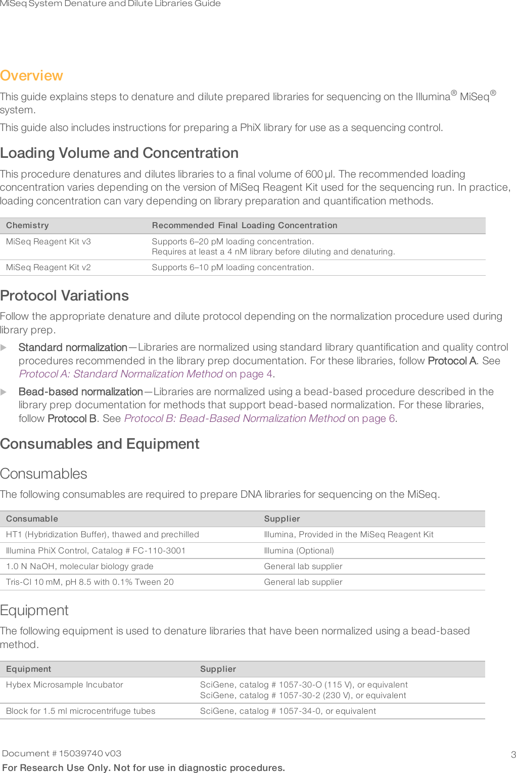 Page 3 of 11 - MiSeq System Denature And Dilute Libraries Guide (15039740) Mi Seq (15039740 V03)