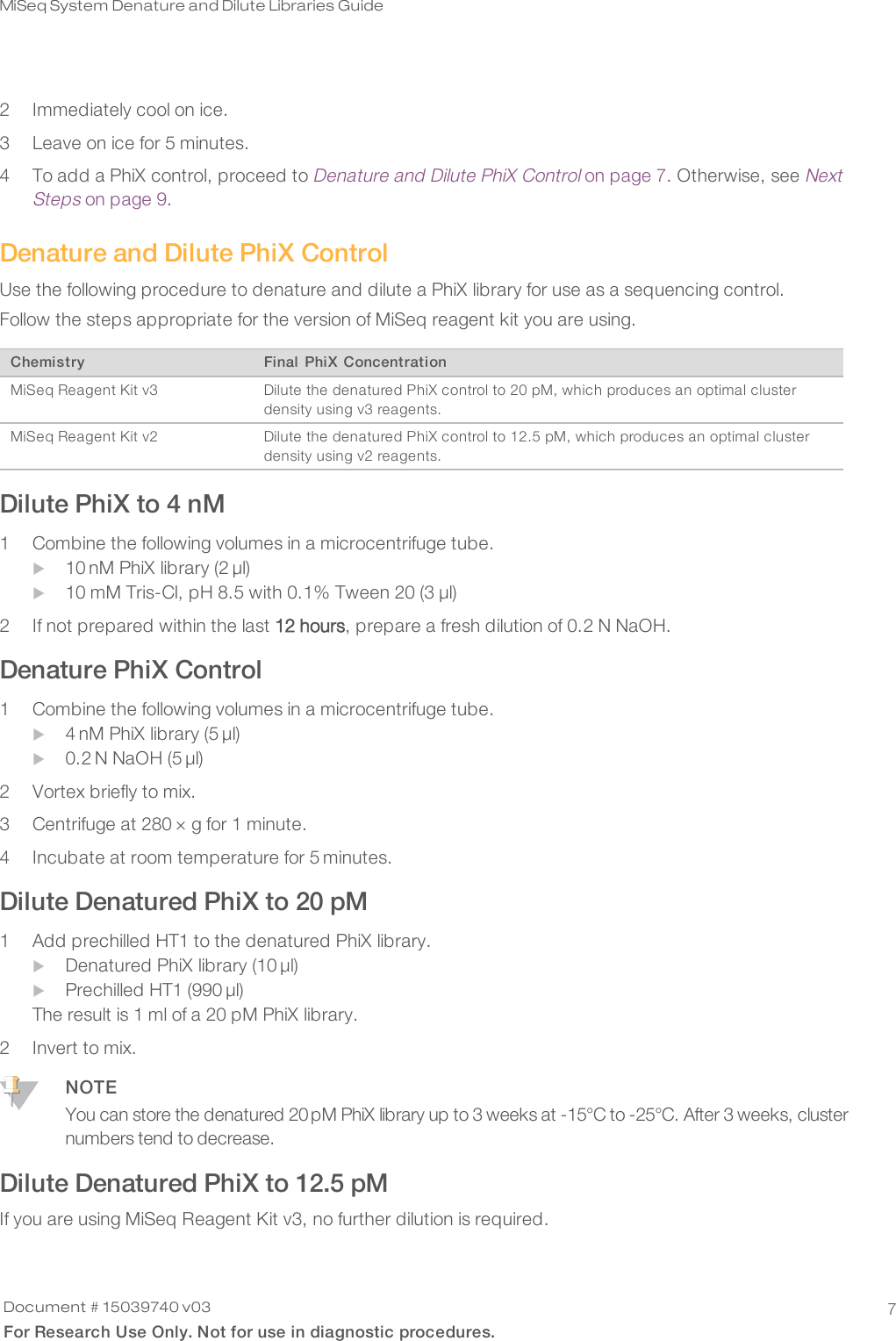 Page 7 of 11 - MiSeq System Denature And Dilute Libraries Guide (15039740) Mi Seq (15039740 V03)