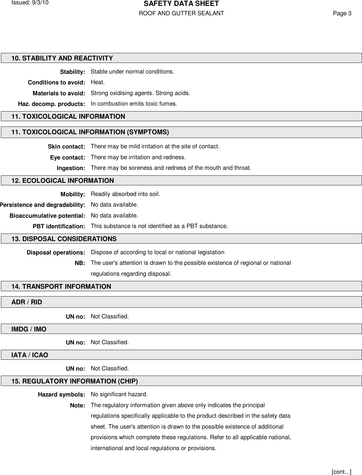 Page 3 of 4 - MSDS Roof And Gutter Sealant