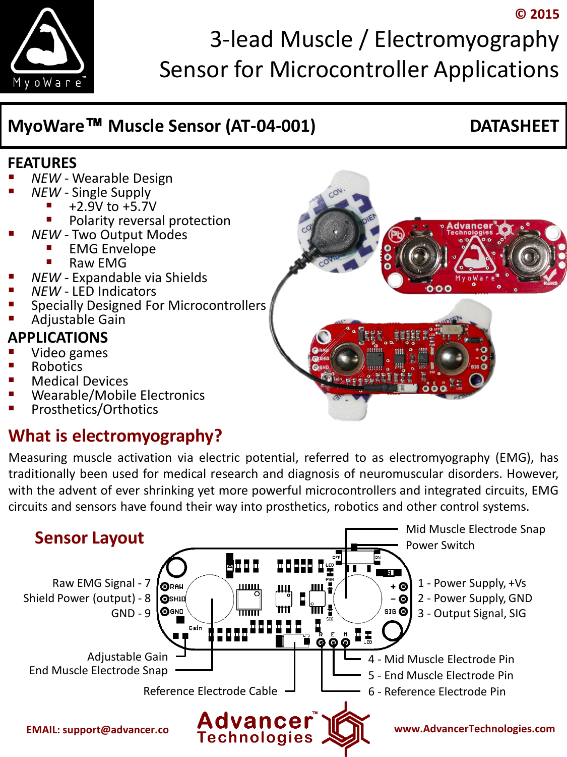 Page 1 of 8 - Presentation Myoware User Manual AT-04-001