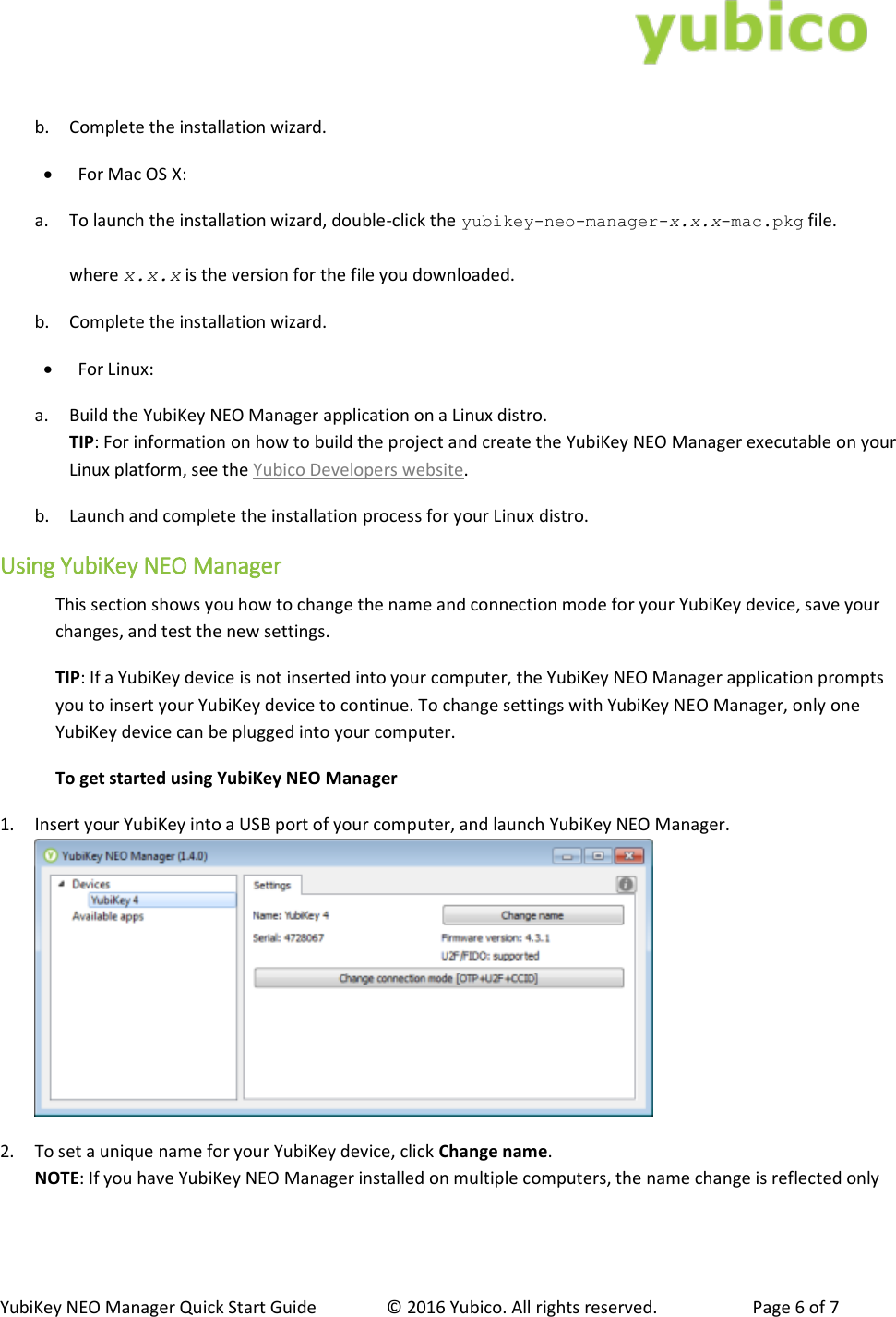 Page 6 of 7 - YubiKey NEO Manager Quick Start Guide NEO-Manager-Quick-Start-Guide