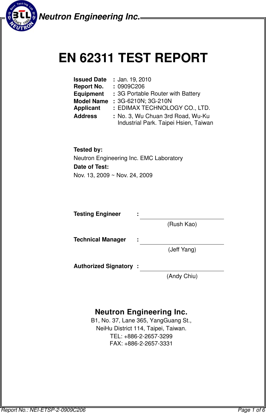 Page 1 of 6 - NEI-ETSP-2-0909C206