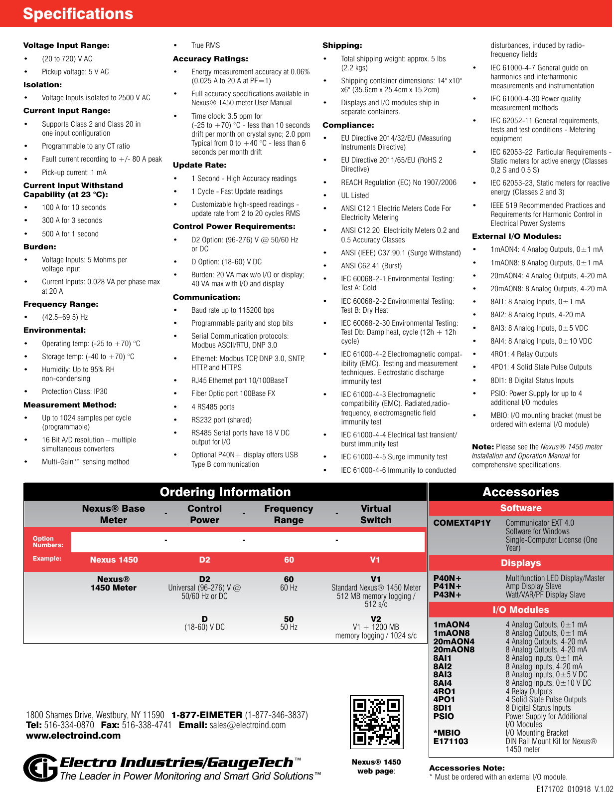 Page 12 of 12 - Nexus 1450 Meter Brochure V.1.02 Nexus-1450-Energy-Meter-Brochure E171702