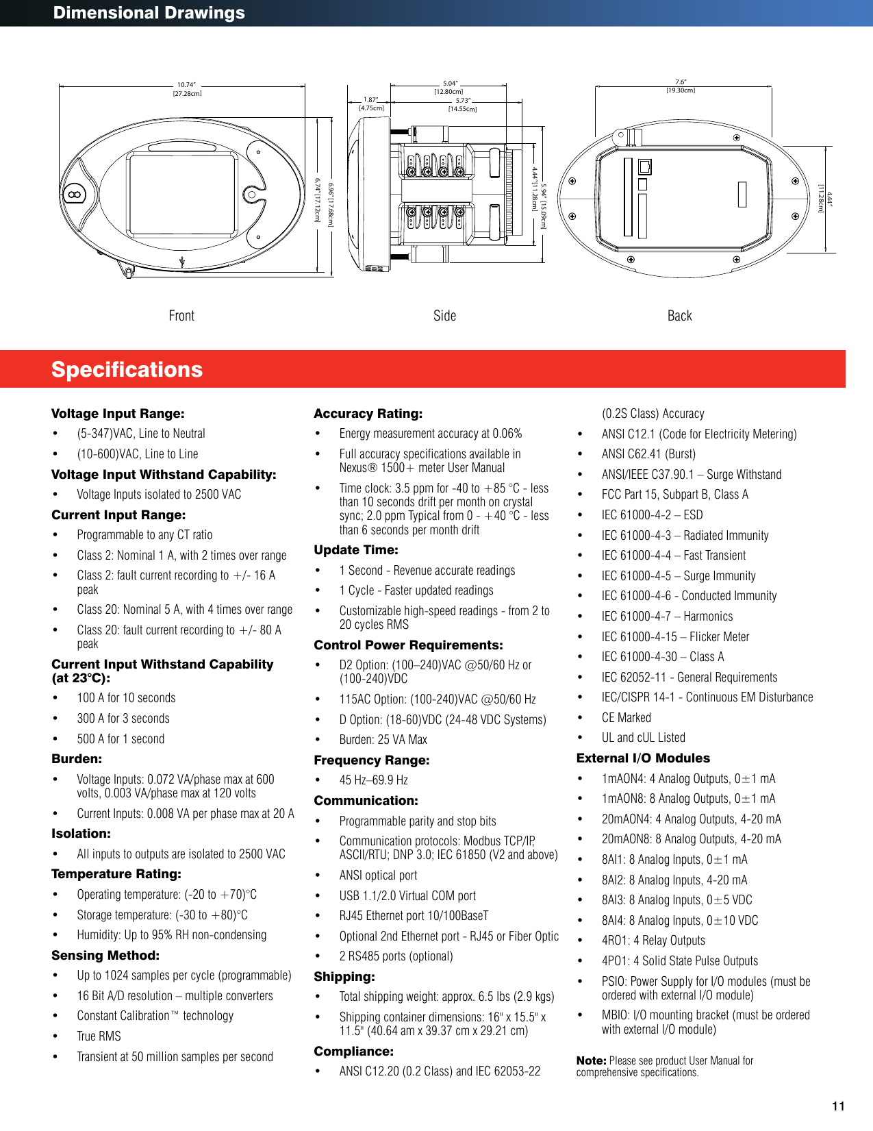 Page 11 of 12 - Nexus 1500+ Power Quality Meter Brochure V.1.05 E154718 1500
