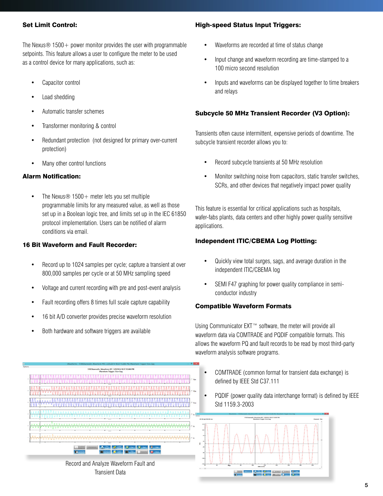 Page 5 of 12 - Nexus 1500+ Power Quality Meter Brochure V.1.05 E154718 1500