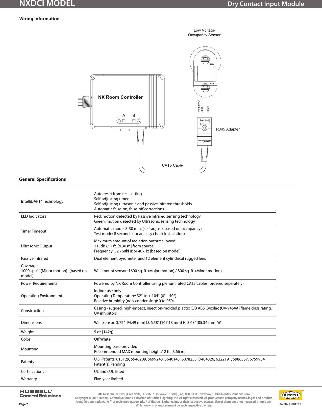 Page 2 of 2 - NX Wall Mount Occupancy Sensors Specification Sheet