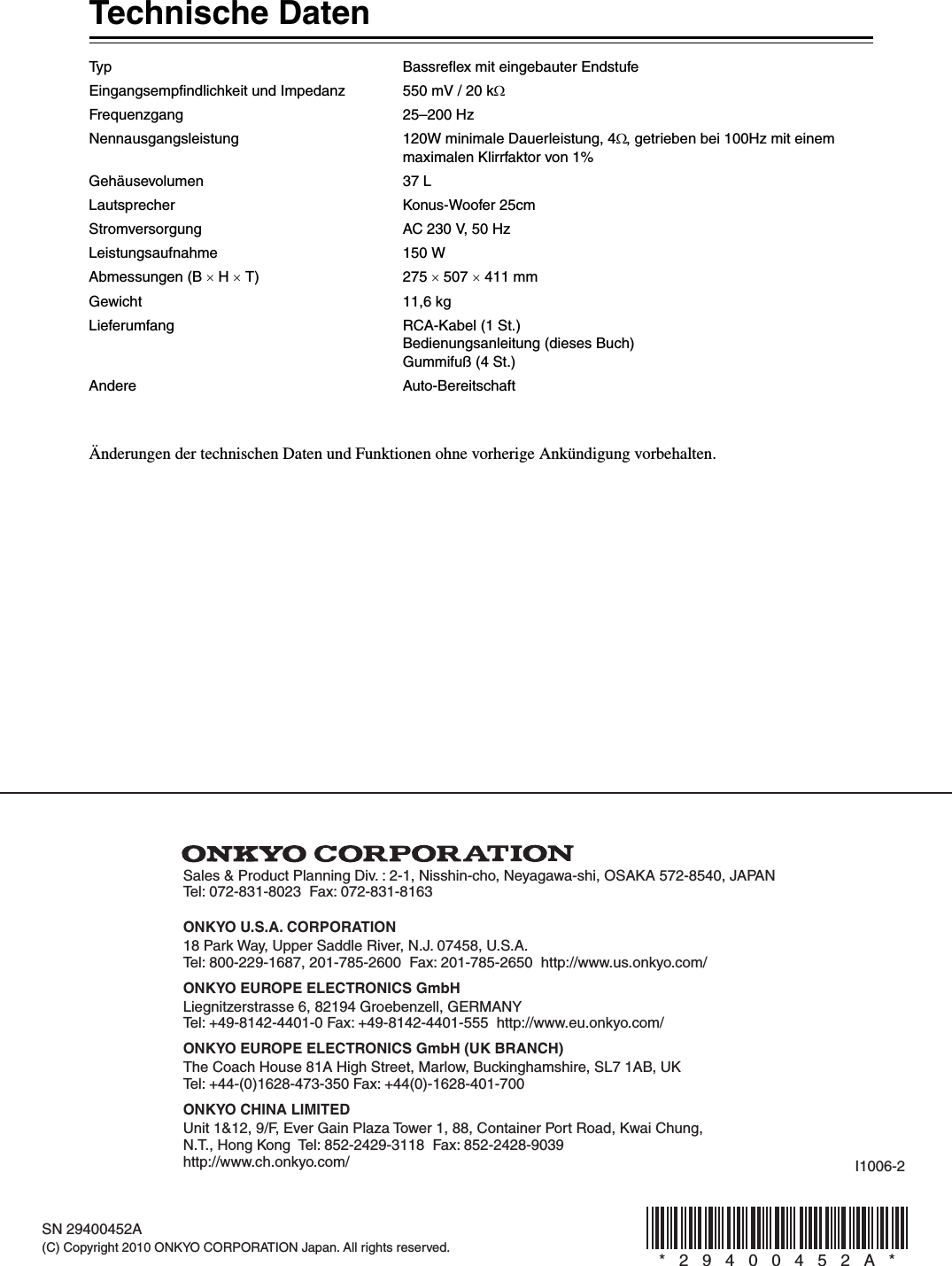 Page 12 of 12 - Onkskw208B SKW-208_EnDe User Manual