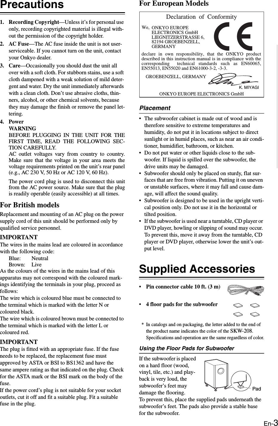 Page 3 of 12 - Onkskw208B SKW-208_EnDe User Manual