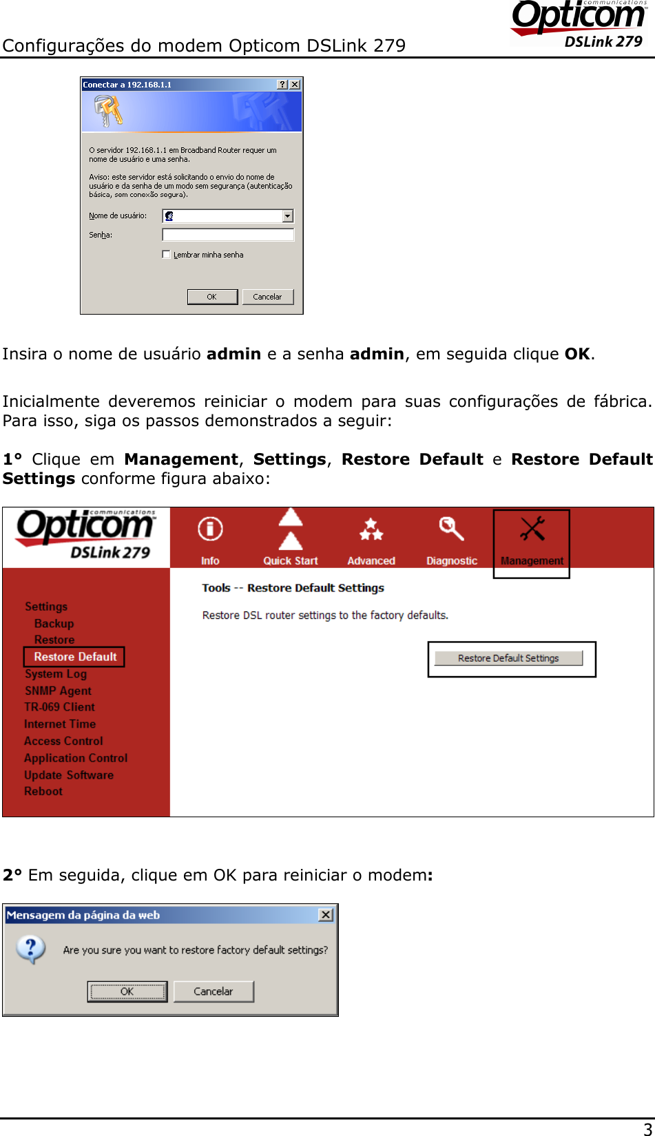 Page 3 of 5 - Guia_de_Configuracao_PPPoE_Rev1_0_OI  Opticom-DSLink-279-manual