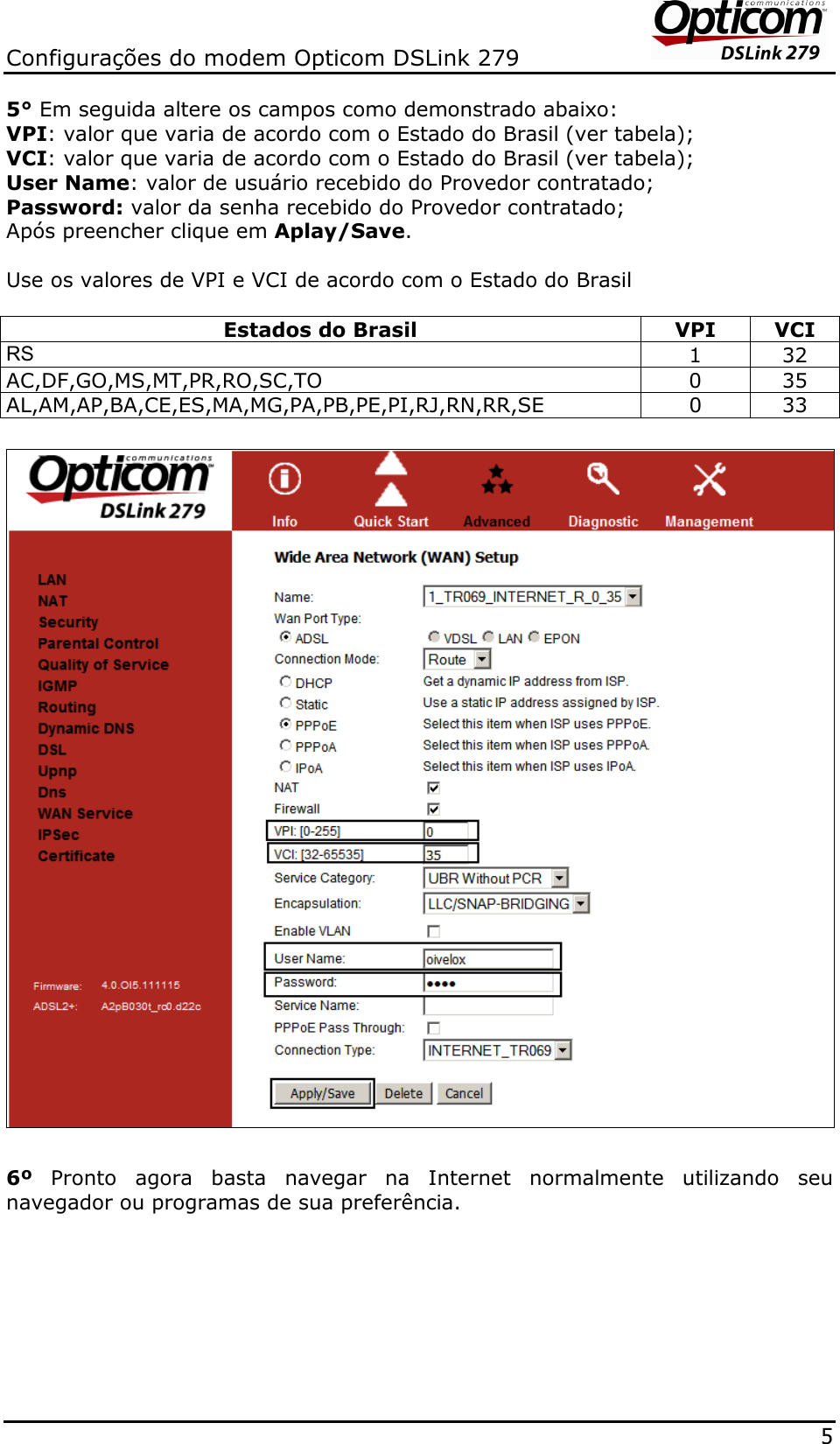 Page 5 of 5 - Guia_de_Configuracao_PPPoE_Rev1_0_OI  Opticom-DSLink-279-manual