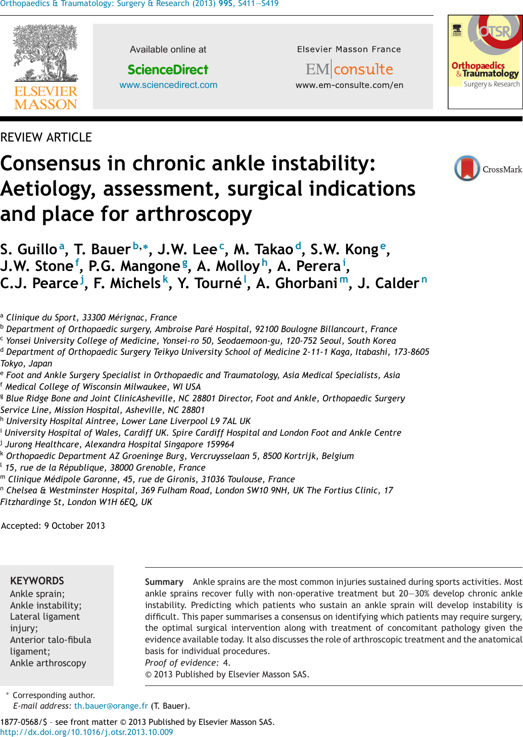 Page 1 of 9 - Consensus In Chronic Ankle Instability  OTSR CAI 20131