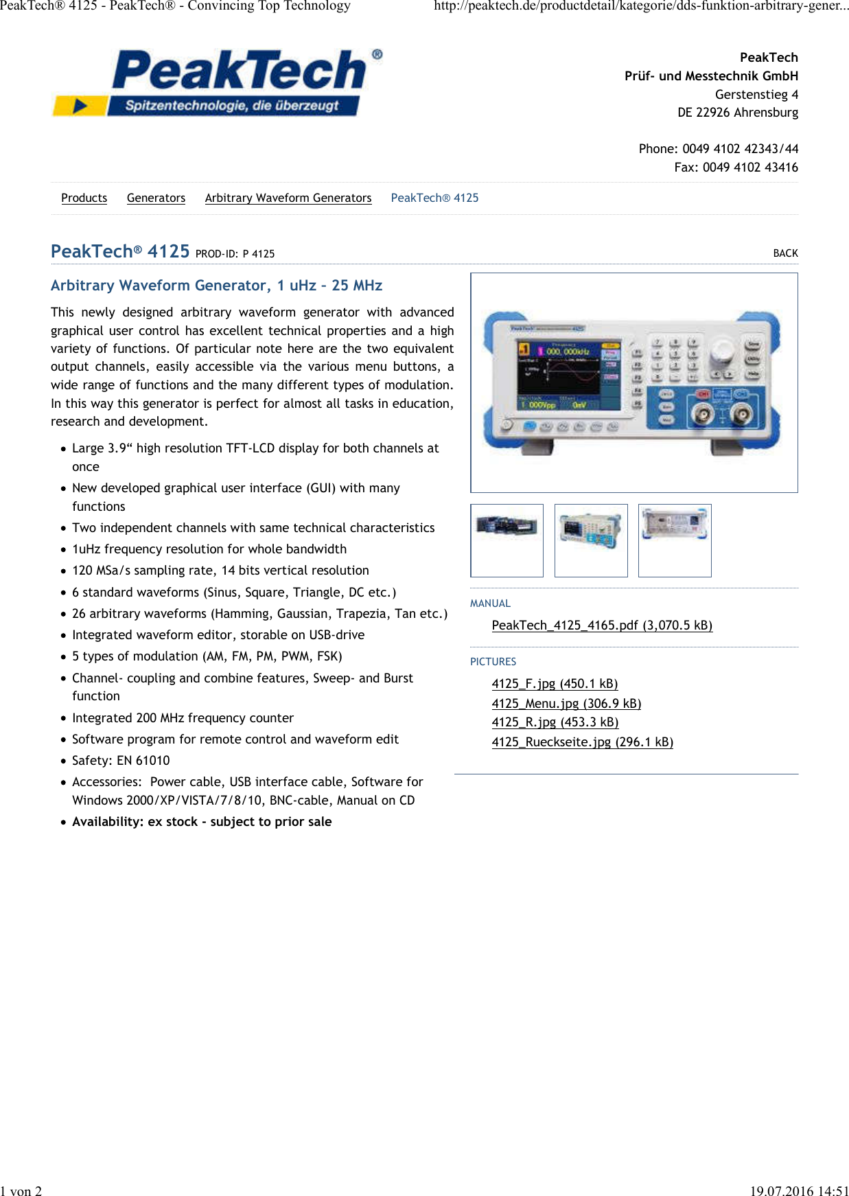 Page 1 of 2 - P4125 Datasheet