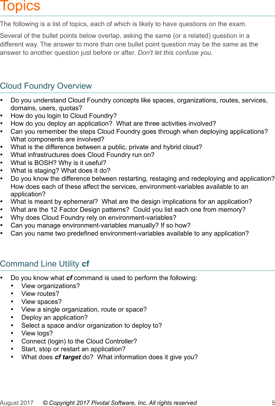 Page 5 of 9 - Big Data Vendor PCF-Dev1.6-1.11-Certification-Study-Guide