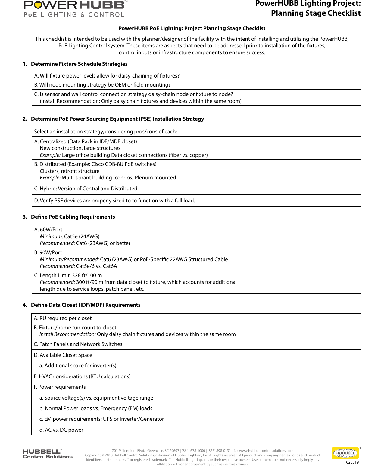 Page 1 of 1 - Po E Lighting Project Planning Stage Checklist AJ02 TH03