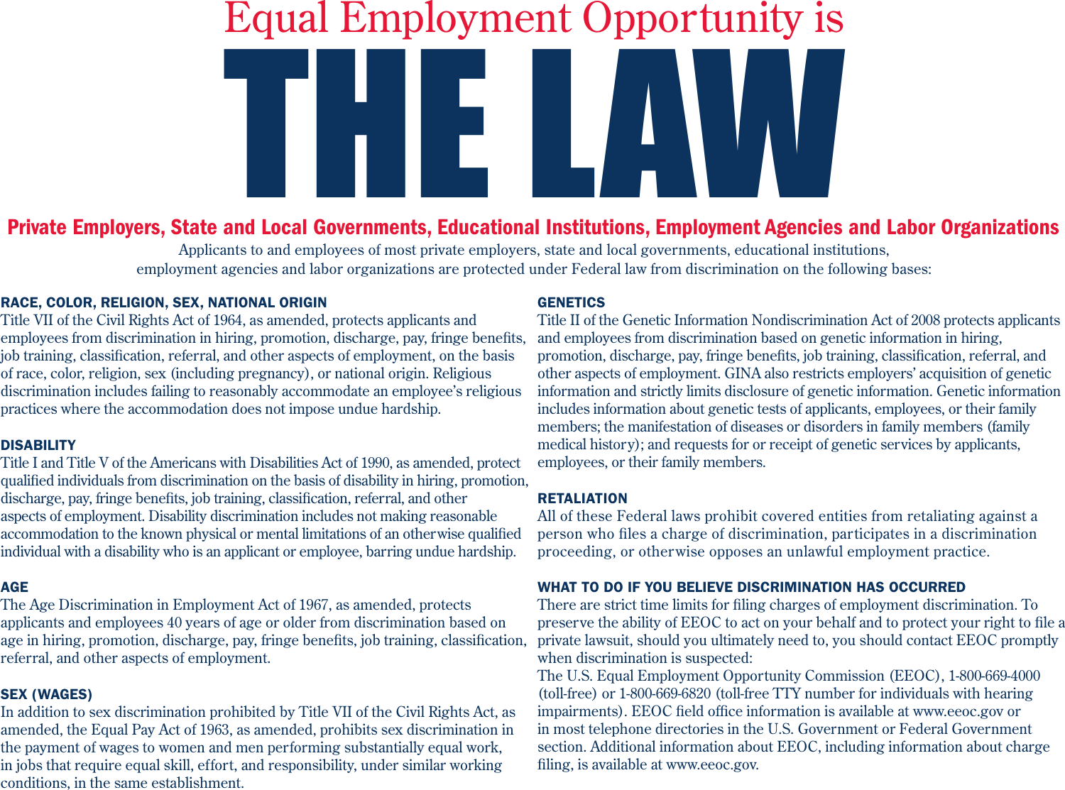 Page 1 of 2 - EEO Is The Law Poster.EEO Law.English (002)