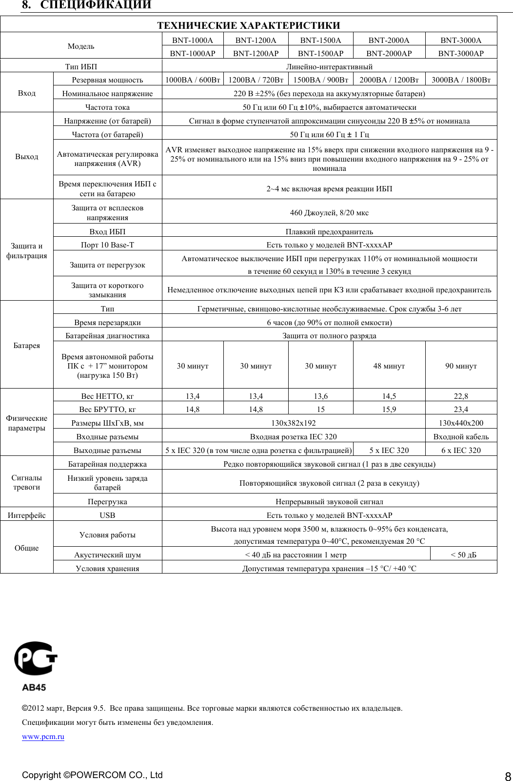 Page 8 of 8 - User Manual BNT 1000_3000  Powercom BNT-3000AP USB