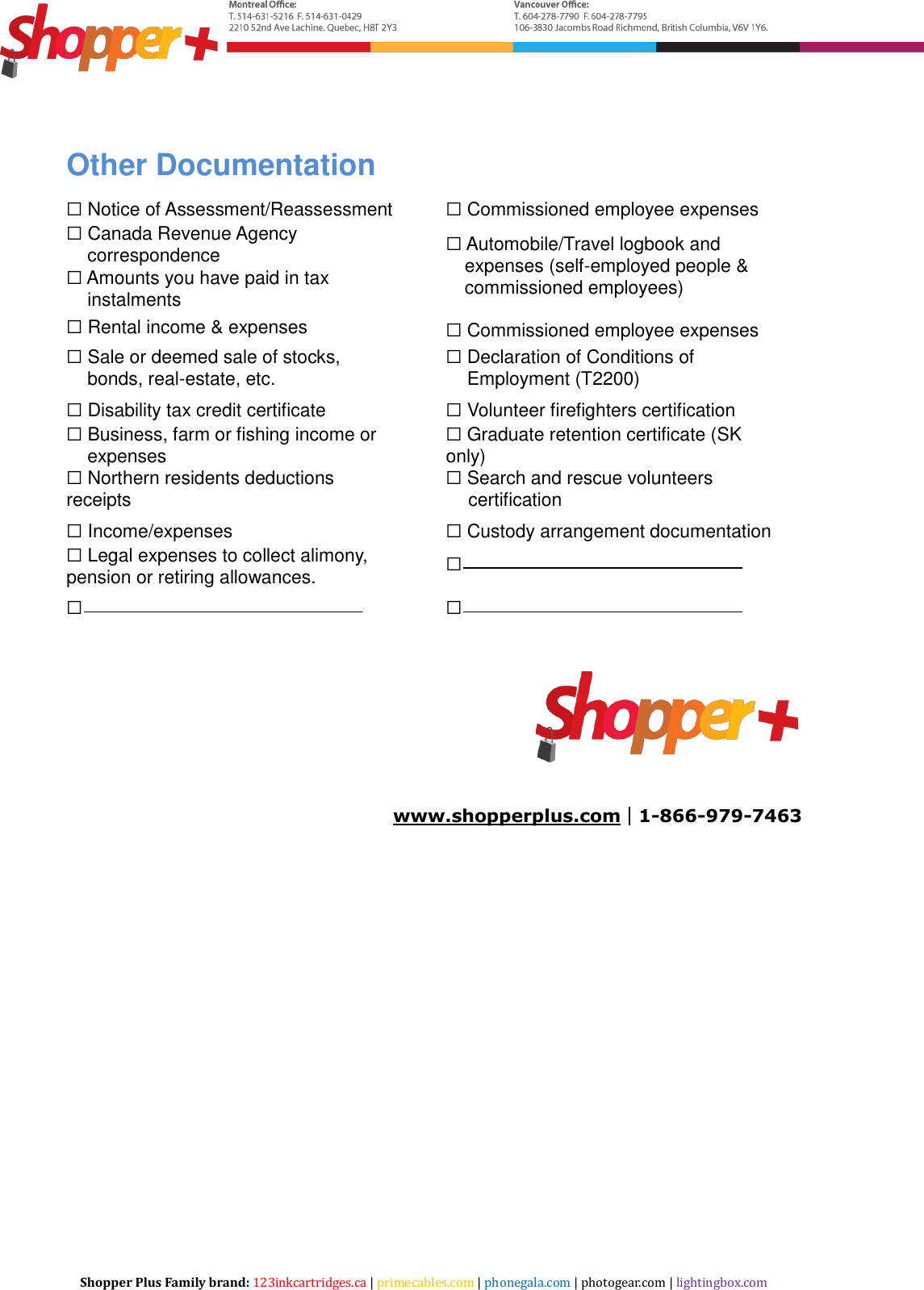 Page 2 of 2 - Printable Canadian Tax Checklist