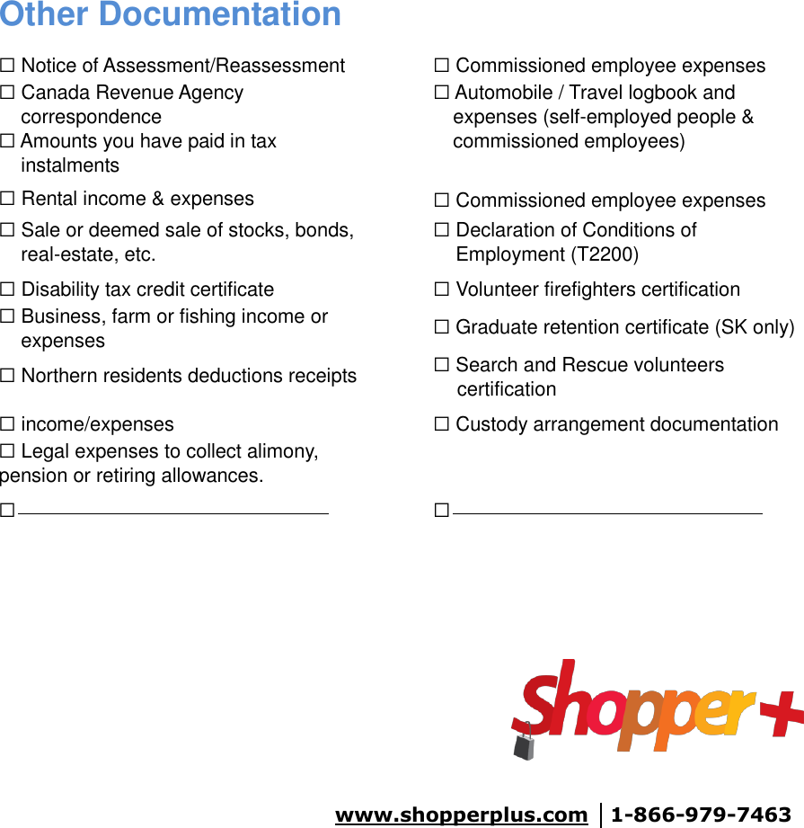 Page 2 of 2 - Printable Canadian Tax Checklist